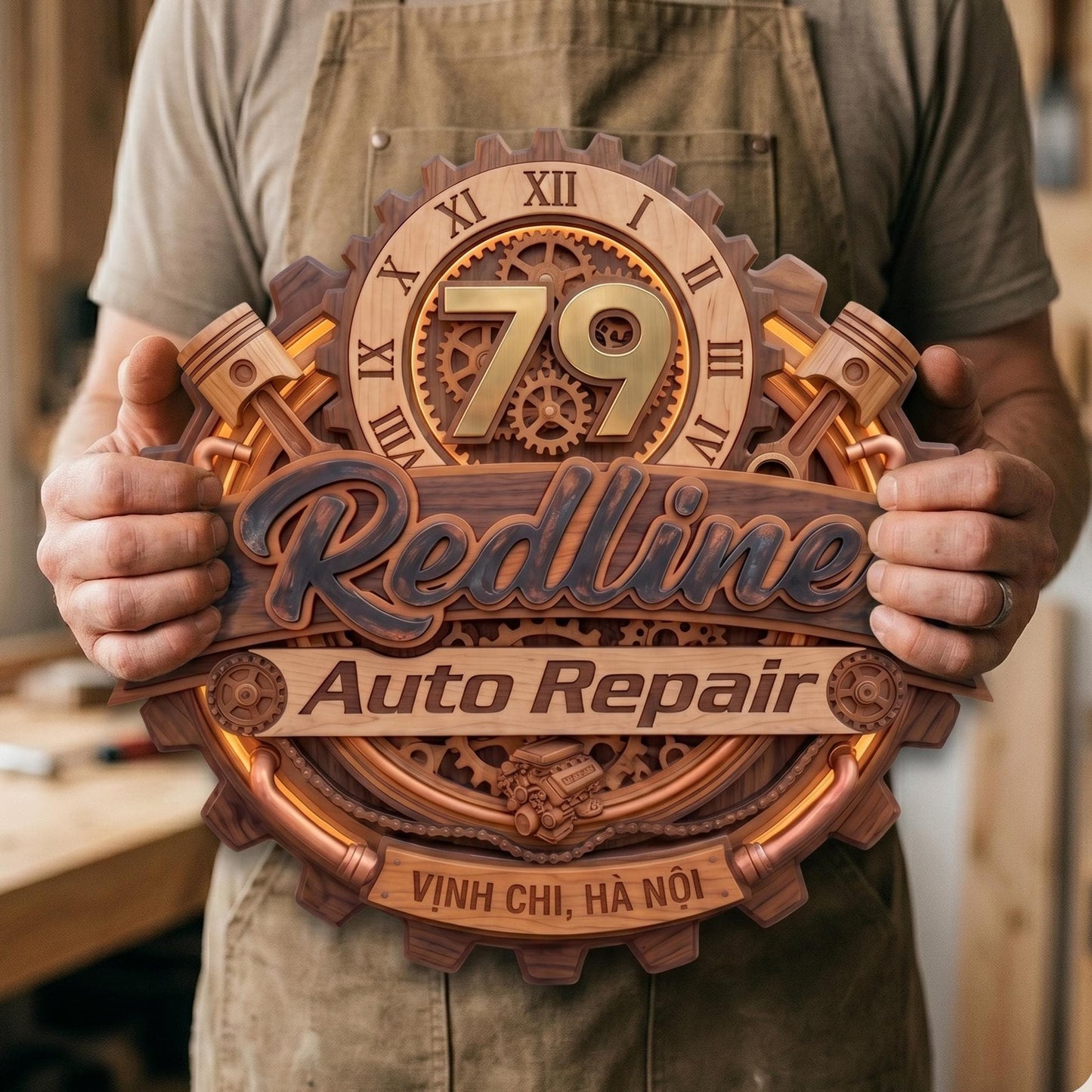 Personalized Auto Repair Wood Sign, Custom Mechanic Shop Wall Decor, Garage Name Plaque, Car Workshop Gift, Vintage Logo for Garage Wall