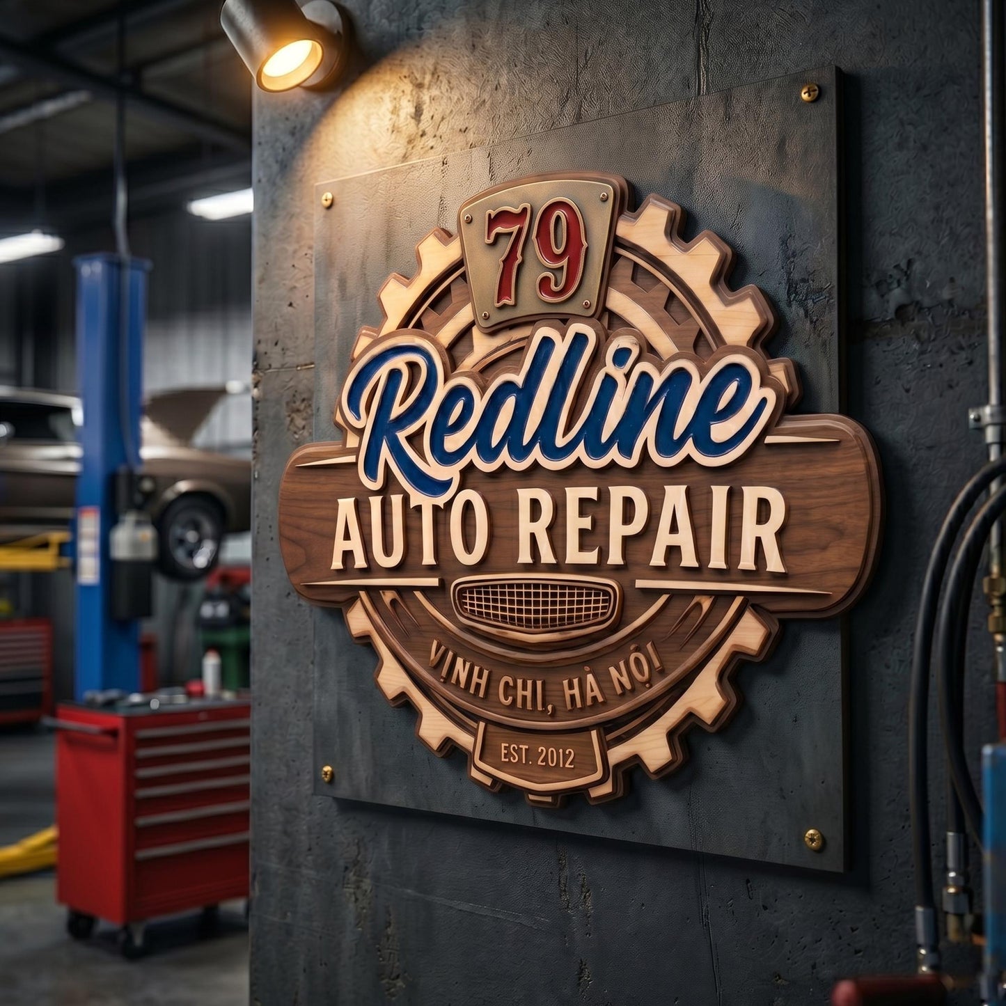 Personalized Auto Repair Wood Sign, Custom Mechanic Shop Wall Decor, Garage Name Plaque, Car Workshop Gift, Vintage Logo for Garage Wall