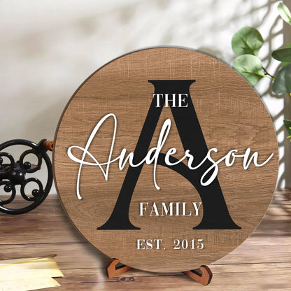 Round Last Name Sign, Round Wedding Sign, Established Sign, Family Gift, Custom Family Gift, Wood First Home Gift, Christmas Gift