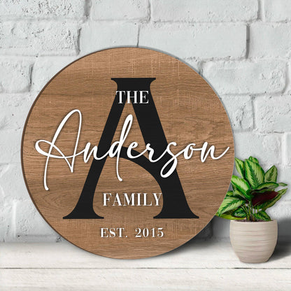 Round Last Name Sign, Round Wedding Sign, Established Sign, Family Gift, Custom Family Gift, Wood First Home Gift, Christmas Gift