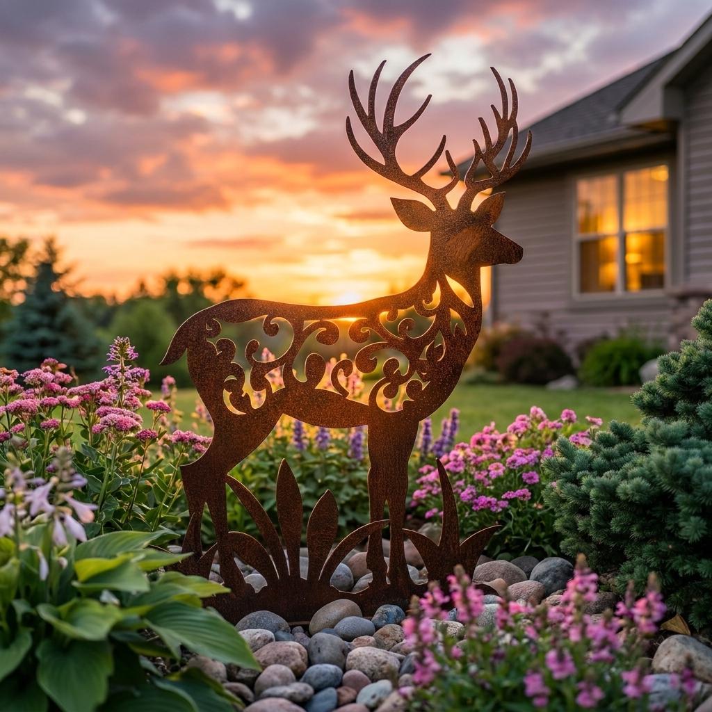 Rusty Metal Fox Family Garden Decor Steel Fox Yard Art Outdoor Fox Silhouette Corten Rust Animal Sculpture Rustic Garden Gift for Home
