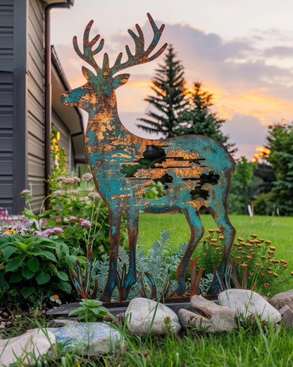 Rusty Metal Fox Family Garden Decor Steel Fox Yard Art Outdoor Fox Silhouette Corten Rust Animal Sculpture Rustic Garden Gift for Home