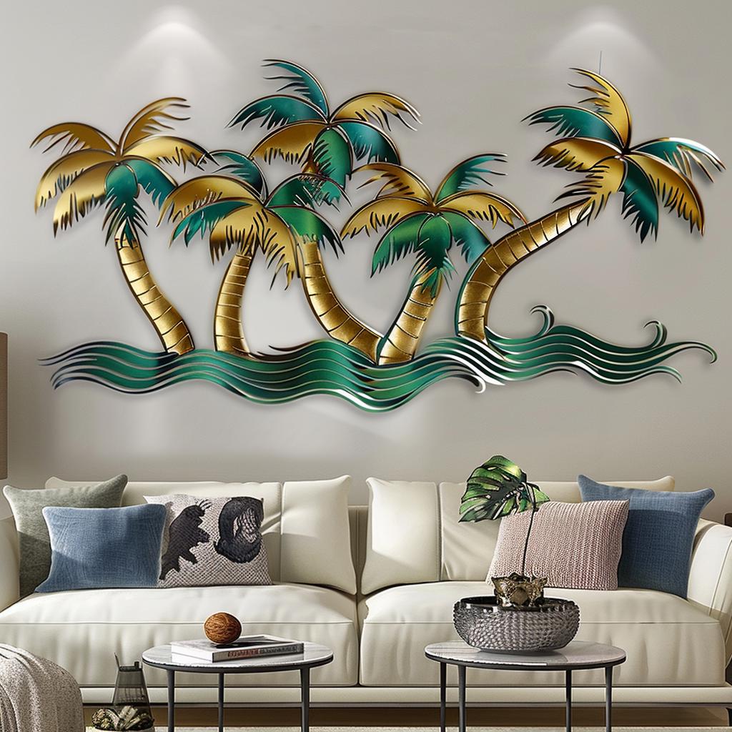 Coconut Palm Tree Metal Wall Art, Tropical Beach House Decor, Coastal Outdoor Garden Sign, Palm Wall Hanging, Summer Housewarming Gift Art