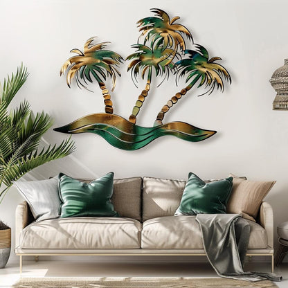 Coconut Palm Tree Metal Wall Art, Tropical Beach House Decor, Coastal Outdoor Garden Sign, Palm Wall Hanging, Summer Housewarming Gift Art