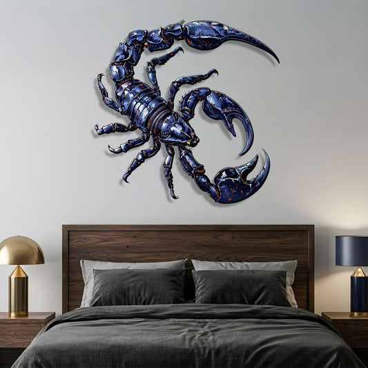 Scorpion Metal Wall Sign 2D Laser Cut Steel Art Dark Glossy Scorpion Decor Garage Wall Hanging Industrial Home Decor Unique Gift for Him