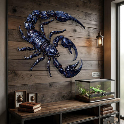 Scorpion Metal Wall Sign 2D Laser Cut Steel Art Dark Glossy Scorpion Decor Garage Wall Hanging Industrial Home Decor Unique Gift for Him