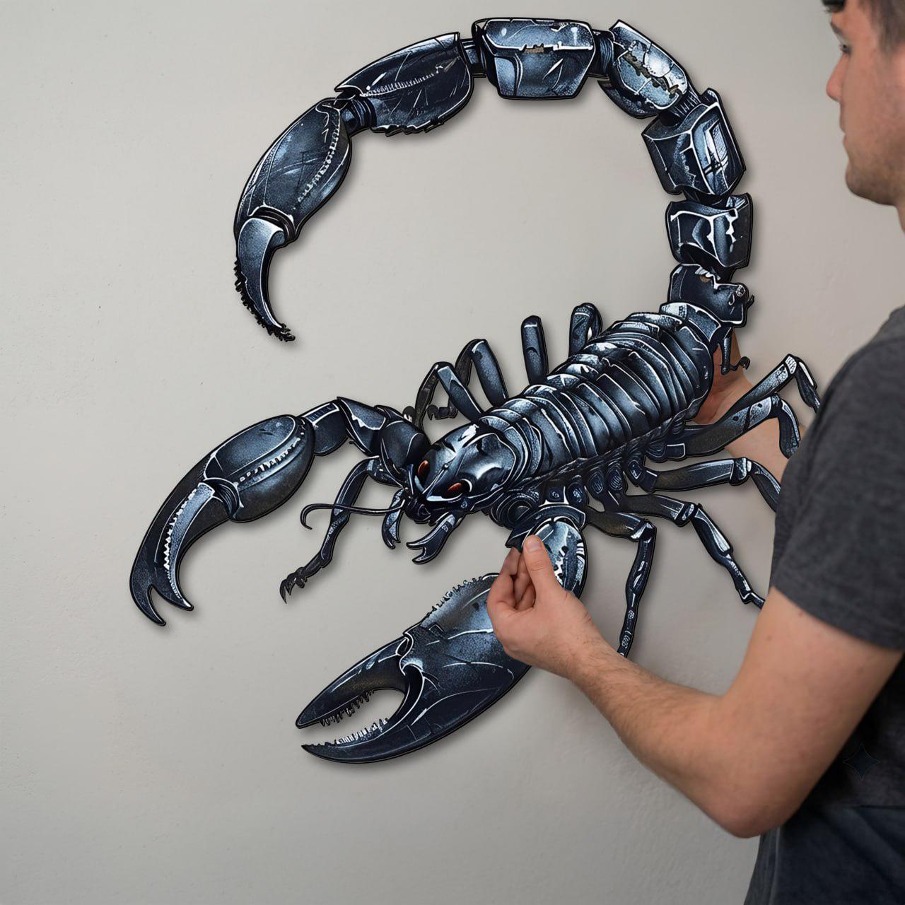 Scorpion Metal Wall Sign 2D Laser Cut Steel Art Dark Glossy Scorpion Decor Garage Wall Hanging Industrial Home Decor Unique Gift for Him