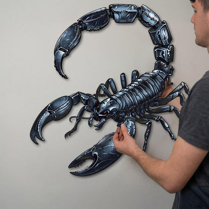 Scorpion Metal Wall Sign 2D Laser Cut Steel Art Dark Glossy Scorpion Decor Garage Wall Hanging Industrial Home Decor Unique Gift for Him