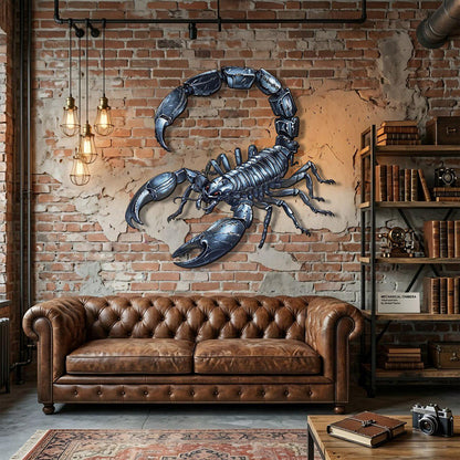 Scorpion Metal Wall Sign 2D Laser Cut Steel Art Dark Glossy Scorpion Decor Garage Wall Hanging Industrial Home Decor Unique Gift for Him