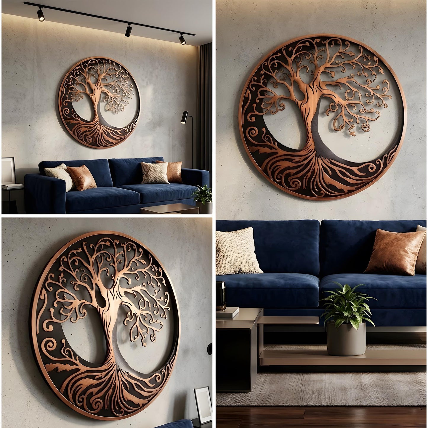 Tree of Life metal wall art sun moon celestial decor boho spiritual wall hanging large round metal art home living room decor gift idea