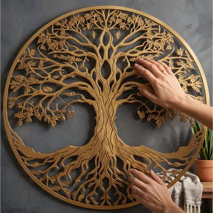 Tree of Life metal wall art sun moon celestial decor boho spiritual wall hanging large round metal art home living room decor gift idea