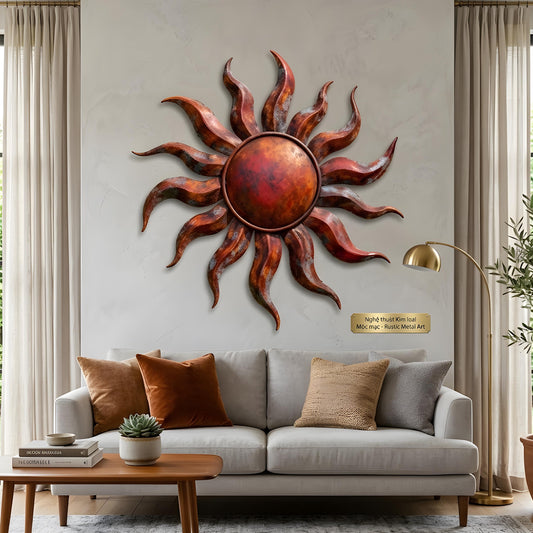 Spiral sun metal wall art boho outdoor garden decor bohemian vintage decorative hanging sculpture for patio wall home