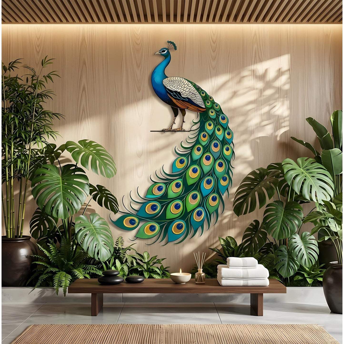 Peacock Metal Wall Art, Large Bird Decor for Living Room, Luxury Handmade Peacock Sign, Elegant Wall Hanging for Home Modern Wall Art Accent
