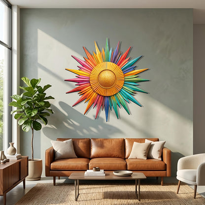 Sunburst Metal Wall Art, Outdoor Copper Sun Sign, Rustic Modern Patio Decor, Garden Hanging Sculpture, Large Weatherproof Sun Wall Decor