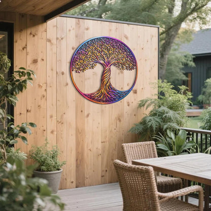 Large Metal Tree of Life Wall Art - Elegant Mural for Home, Courtyard &amp; Garden Decor - Stunning Outdoor Yard Sculpture