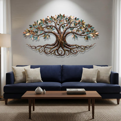 Handcrafted Tree Metal Wall Art Rustic Home Decor Large Copper Bronze Tree of Life Sculpture for Living Room Outdoor Garden Wall Decoration
