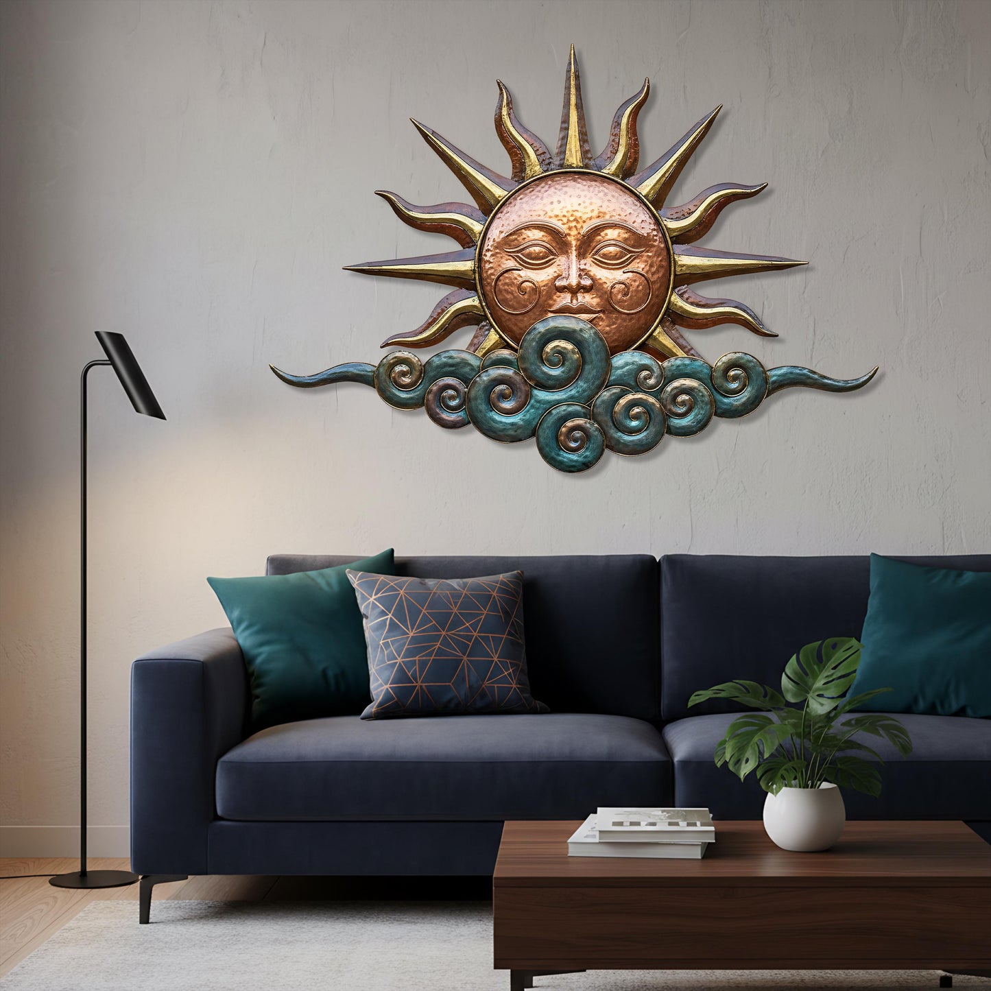 Sun and Waves Metal Wall Art Decorative Ocean Sunrise Design for Living Room Beach House Wall Decor Handcrafted Home Decoration