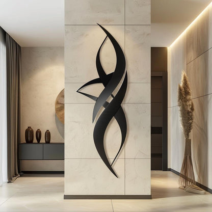 Modern Curved Metal Wall Art Abstract 2D Metal Sign Large Minimalist Line Decor Living Room Office Wall Decor Contemporary Art