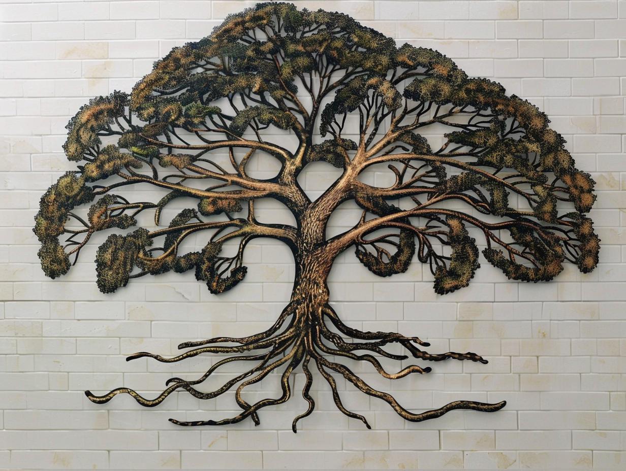 Tree of Life Metal Wall Art 2D Aluminum Sign Rustic Botanical Decor Large Tree Wall Hanging UV Printed Home Garden Gift