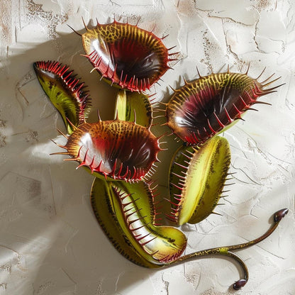Venus Flytrap Metal Wall Art Carnivorous Plant Decor Gothic Botanical Sign Spooky Garden Wall Hanging UV Printed Aluminum Gift