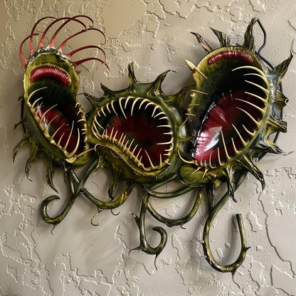 Venus Flytrap Metal Wall Art Carnivorous Plant Decor Gothic Botanical Sign Spooky Garden Wall Hanging UV Printed Aluminum Gift
