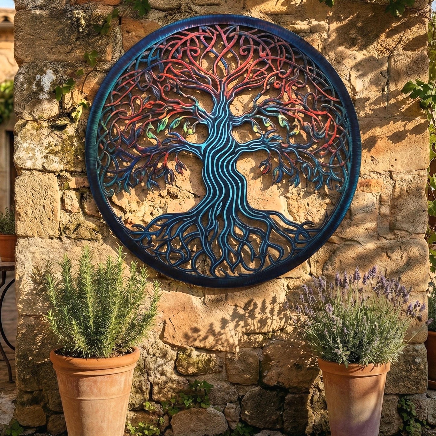 Metal Tree of Life Wall Art, Colorful Round Tree Decor, Boho Home Hanging, Custom Wedding Gift, Nature Wall Sculpture, Modern Farmhouse