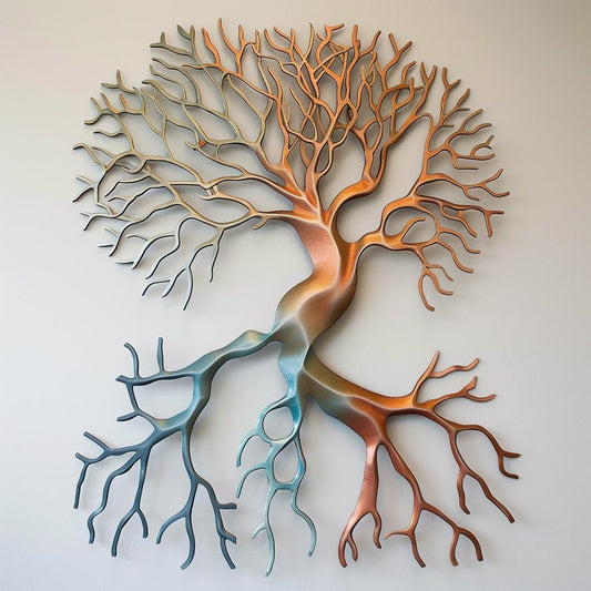 Organic Tree Metal Wall Art Abstract Branch Wall Decor Modern Nature Metal Sign Colorful Tree Sculpture Home Decor Gift For Nature Lovers