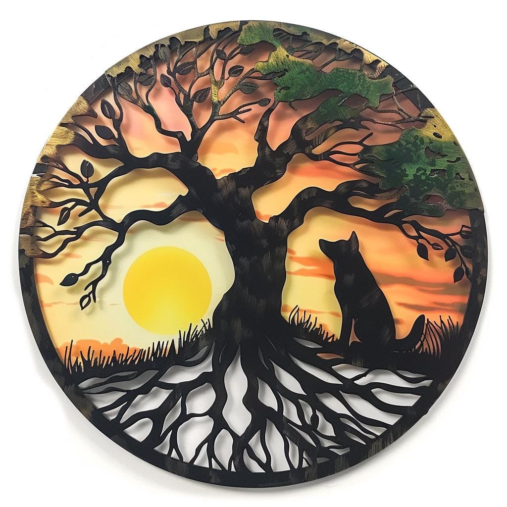 Tree of Life Dog Metal Wall Art Dog Lover Memorial Decor Zen Pet Remembrance Wall Sign Rustic Animal Lover Gift Home Decor
