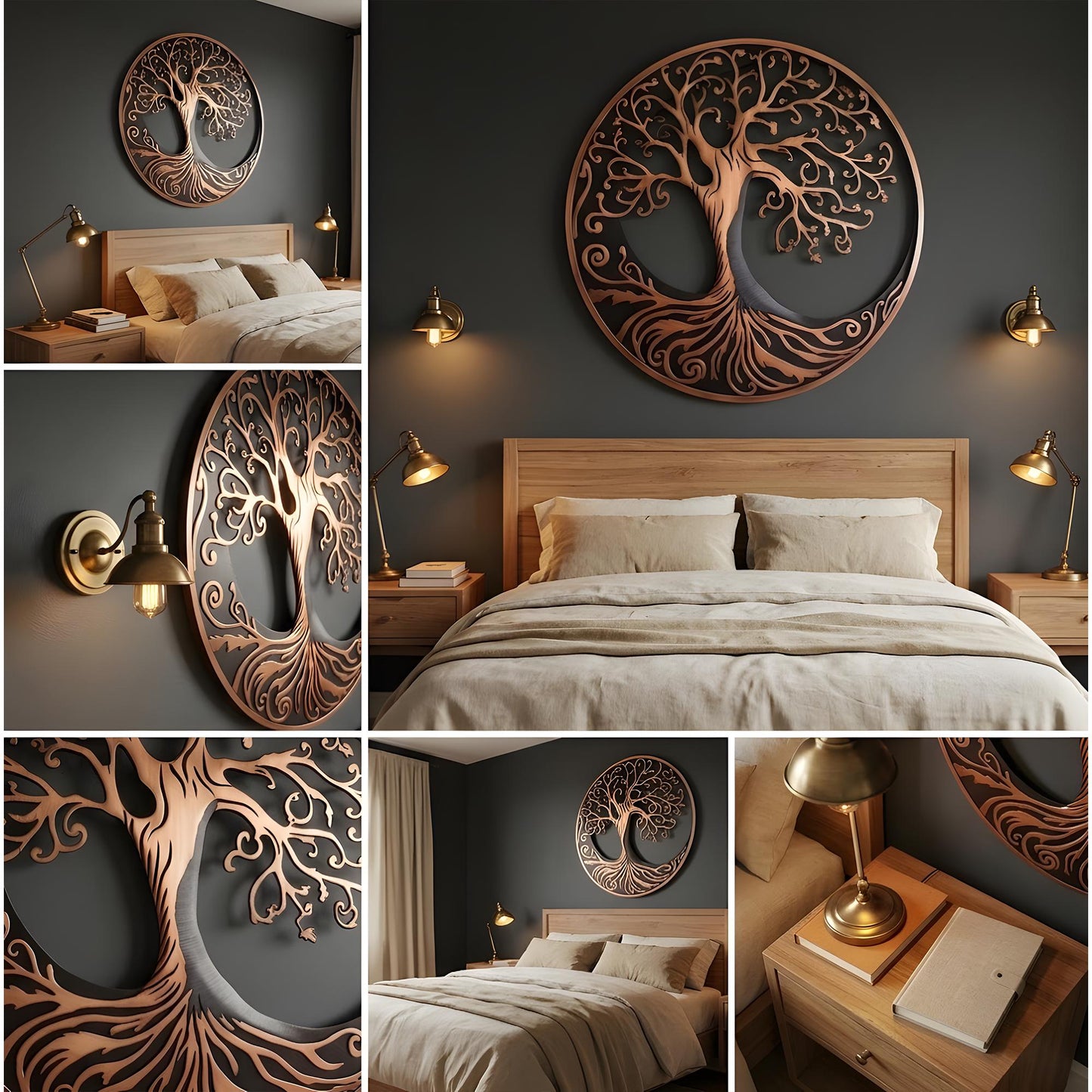 Tree of Life metal wall art sun moon celestial decor boho spiritual wall hanging large round metal art home living room decor gift idea