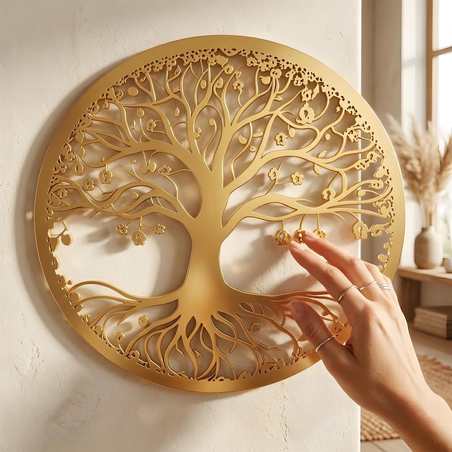 Tree of Life metal wall art sun moon celestial decor boho spiritual wall hanging large round metal art home living room decor gift idea