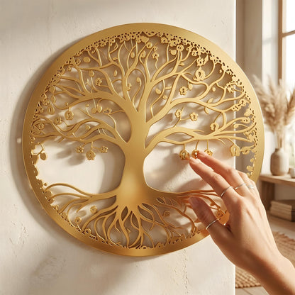 Tree of Life metal wall art sun moon celestial decor boho spiritual wall hanging large round metal art home living room decor gift idea