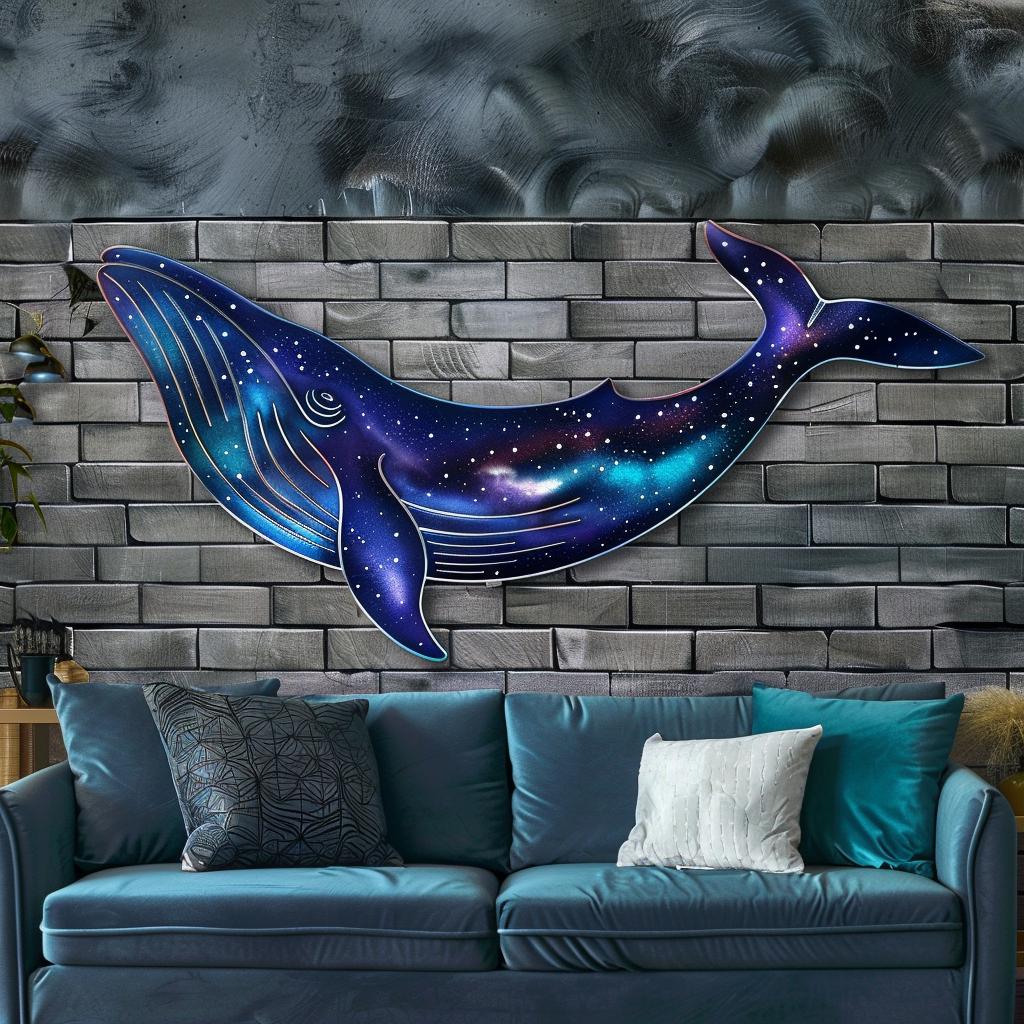 Blue Whale Metal Wall Art Ocean Whale Wall Decor Coastal Nautical Metal Sign Sea Animal Wall Hanging Beach House Decor Gift for Whale Lovers