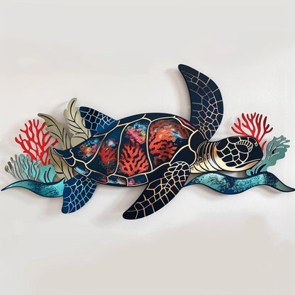 Sea Turtle Metal Wall Art, Coastal Ocean Turtle Decor, Beach House Wall Art, Nautical Sea Life Sign, Above Couch Patio Decor, Turtle Gift