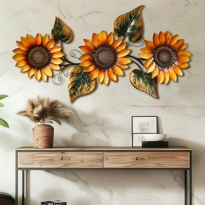 Sunflower Metal Wall Art, Rustic Floral Decor, Farmhouse Sunflower Sign, Yellow Flower Wall Art, Garden Patio Decor, Gift for Living Room