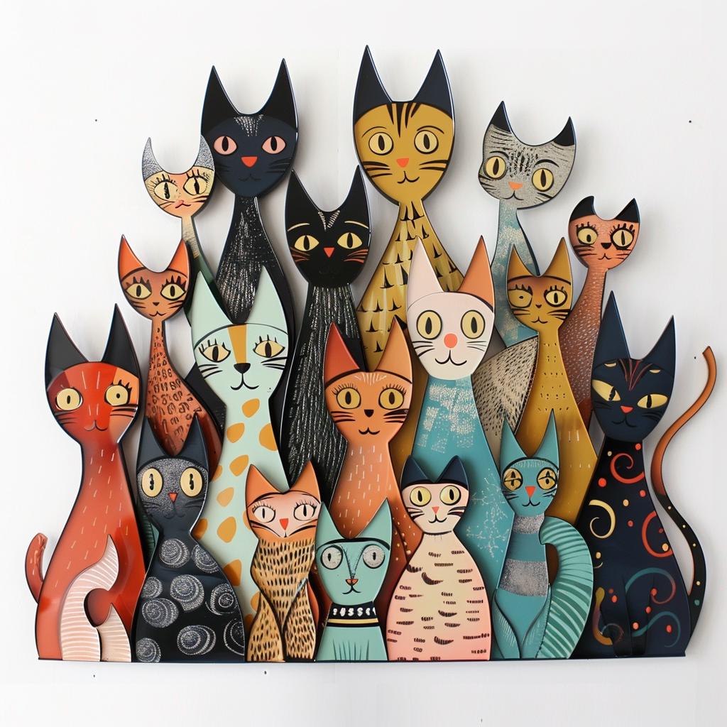 Cat Metal Wall Art, Cute Cat Lover Decor, Whimsical Feline Wall Sign, Modern Pet Wall Decor for Living Room, Bedroom, Office Art