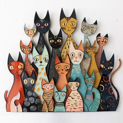 Cat Metal Wall Art, Cute Cat Lover Decor, Whimsical Feline Wall Sign, Modern Pet Wall Decor for Living Room, Bedroom, Office Art