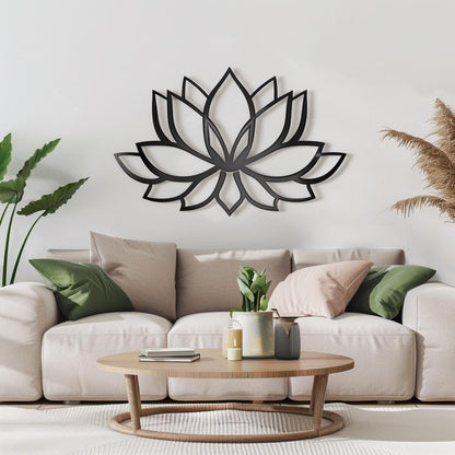 Lotus Metal Wall Art, Zen Yoga Decor, Boho Floral Wall Sign, Minimalist Lotus Flower Decor for Living Room, Bedroom, Meditation Room