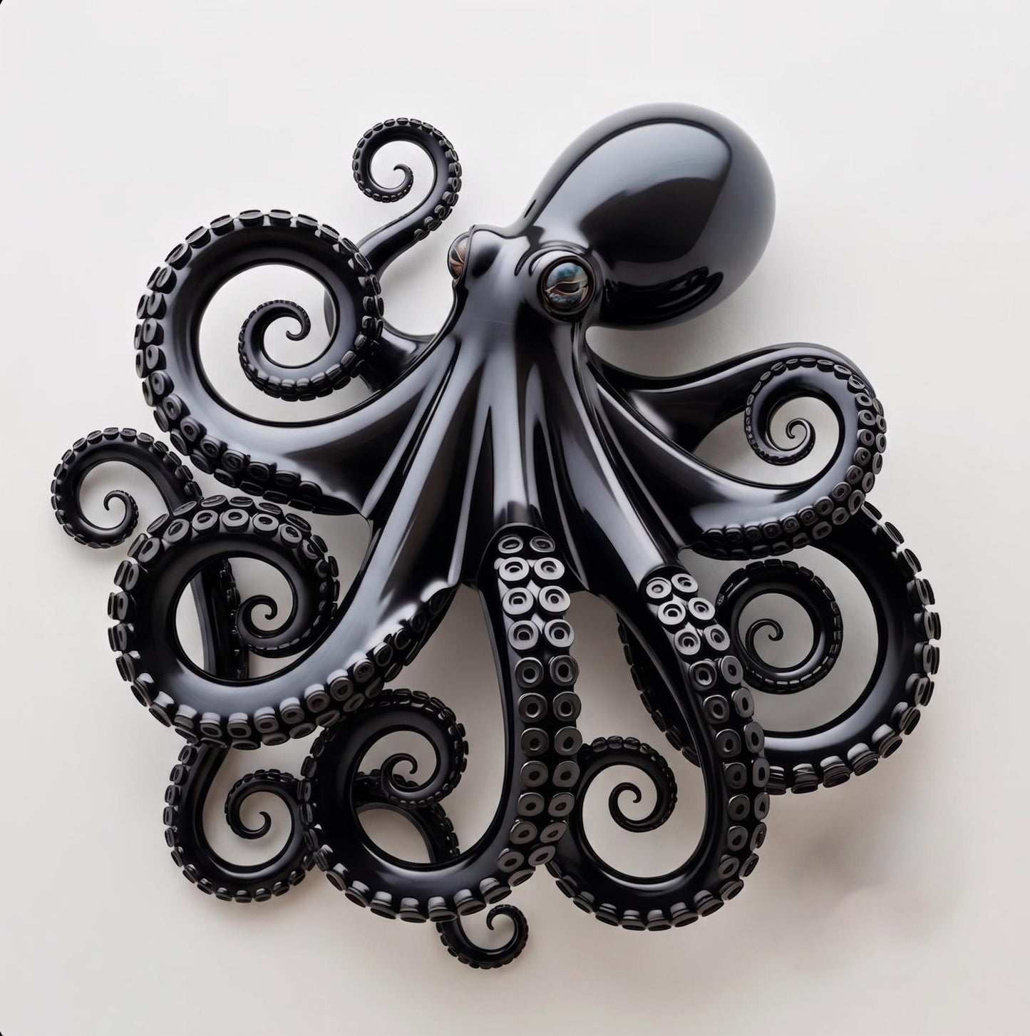 2D Flat Octopus Metal Wall Art, Black Ocean Octopus Wall Decor, Nautical Aluminum Sign, Sea Life Wall Hanging for Home Decor
