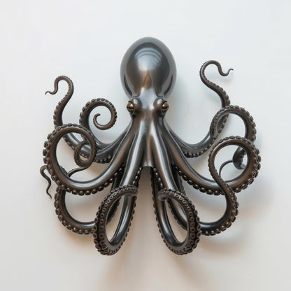 2D Flat Octopus Metal Wall Art, Black Ocean Octopus Wall Decor, Nautical Aluminum Sign, Sea Life Wall Hanging for Home Decor