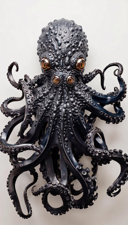 2D Flat Octopus Metal Wall Art, Black Ocean Octopus Wall Decor, Nautical Aluminum Sign, Sea Life Wall Hanging for Home Decor