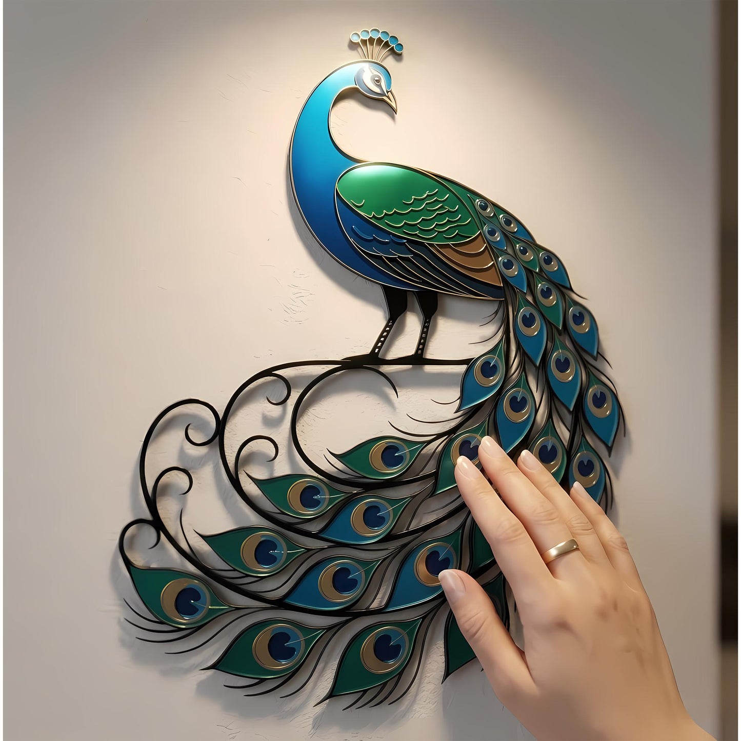 Peacock Metal Wall Art, Large Bird Decor for Living Room, Luxury Handmade Peacock Sign, Elegant Wall Hanging for Home Modern Wall Art Accent