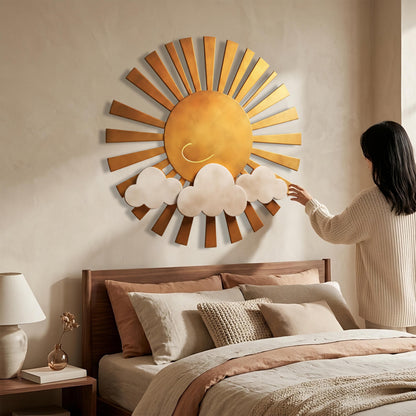 Sunburst Metal Wall Art, Outdoor Copper Sun Sign, Rustic Modern Patio Decor, Garden Hanging Sculpture, Large Weatherproof Sun Wall Decor