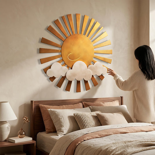 Sunburst Metal Wall Art, Outdoor Copper Sun Sign, Rustic Modern Patio Decor, Garden Hanging Sculpture, Large Weatherproof Sun Wall Decor