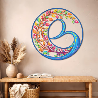 Colorful Crescent Moon Metal Wall Art – Vibrant Leaf Yin Yang Design, 2D Boho Decor, Modern Nature Inspired Steel Wall Hanging Gift