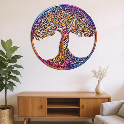 Large Metal Tree of Life Wall Art - Elegant Mural for Home, Courtyard &amp; Garden Decor - Stunning Outdoor Yard Sculpture