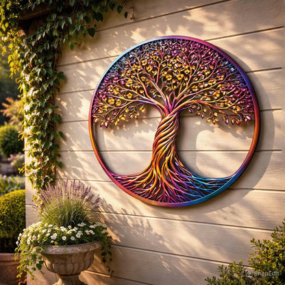 Large Metal Tree of Life Wall Art - Elegant Mural for Home, Courtyard &amp; Garden Decor - Stunning Outdoor Yard Sculpture