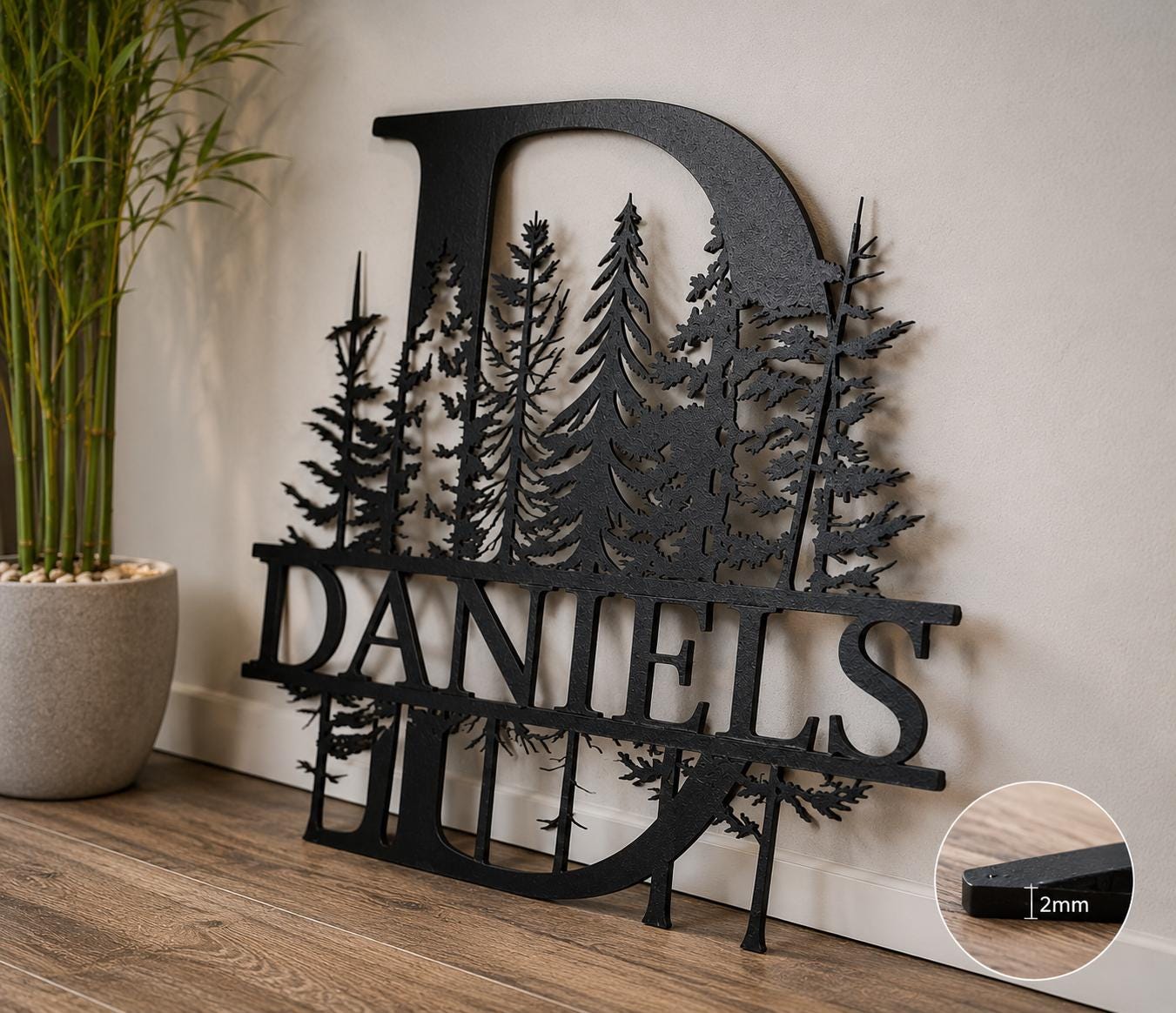 Custom Family Name Metal Sign, Personalized Monogram Wall Art, Pine Forest Last Name Sign, Cabin Lodge Decor, Housewarming Gift for Home