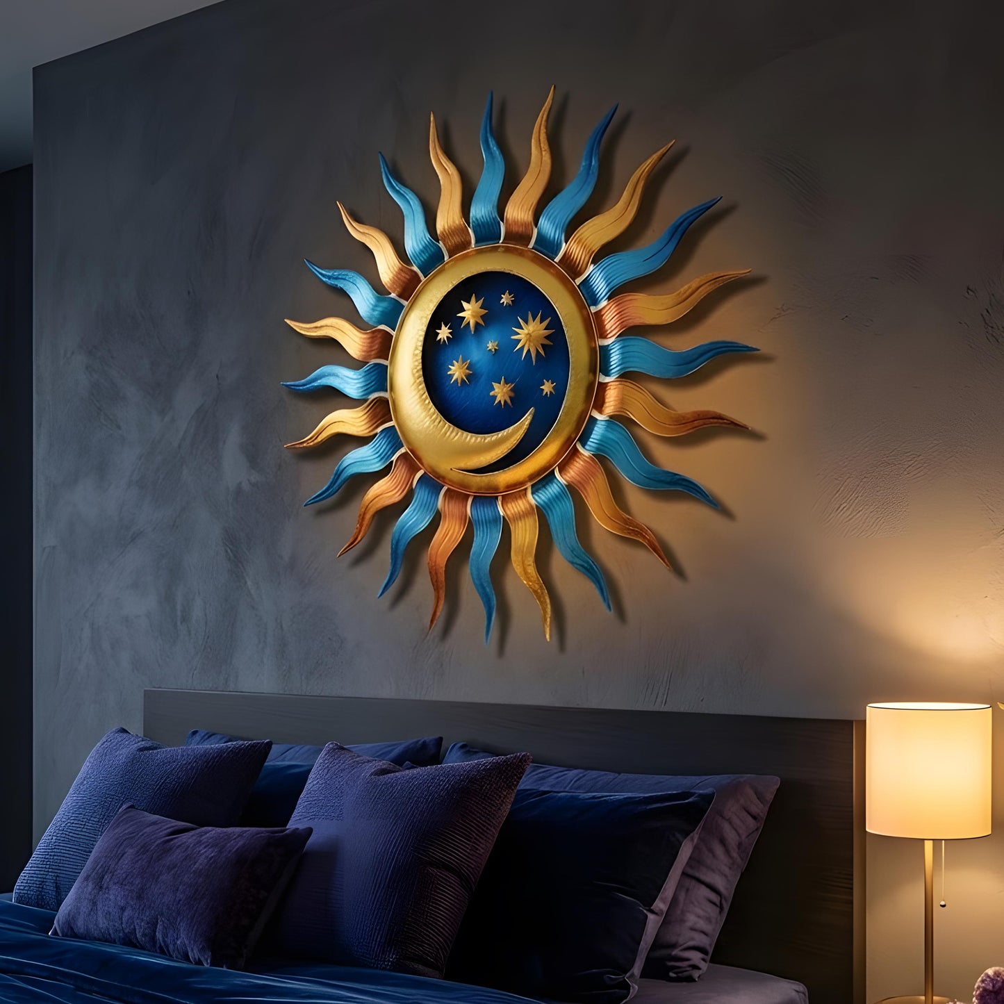 Whimsical Sun Moon Star Metal Wall Art Handmade Garden Patio Decor Decorative Sculpture for Home Office Wall Hanging