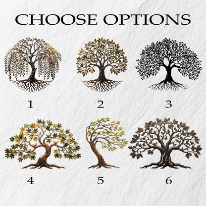 Metal Tree of Life Wall ArtRustic Modern Nature-Inspired Sculpture, Large Iron Tree with Leaves Home Decor for Living Room Office or Garden