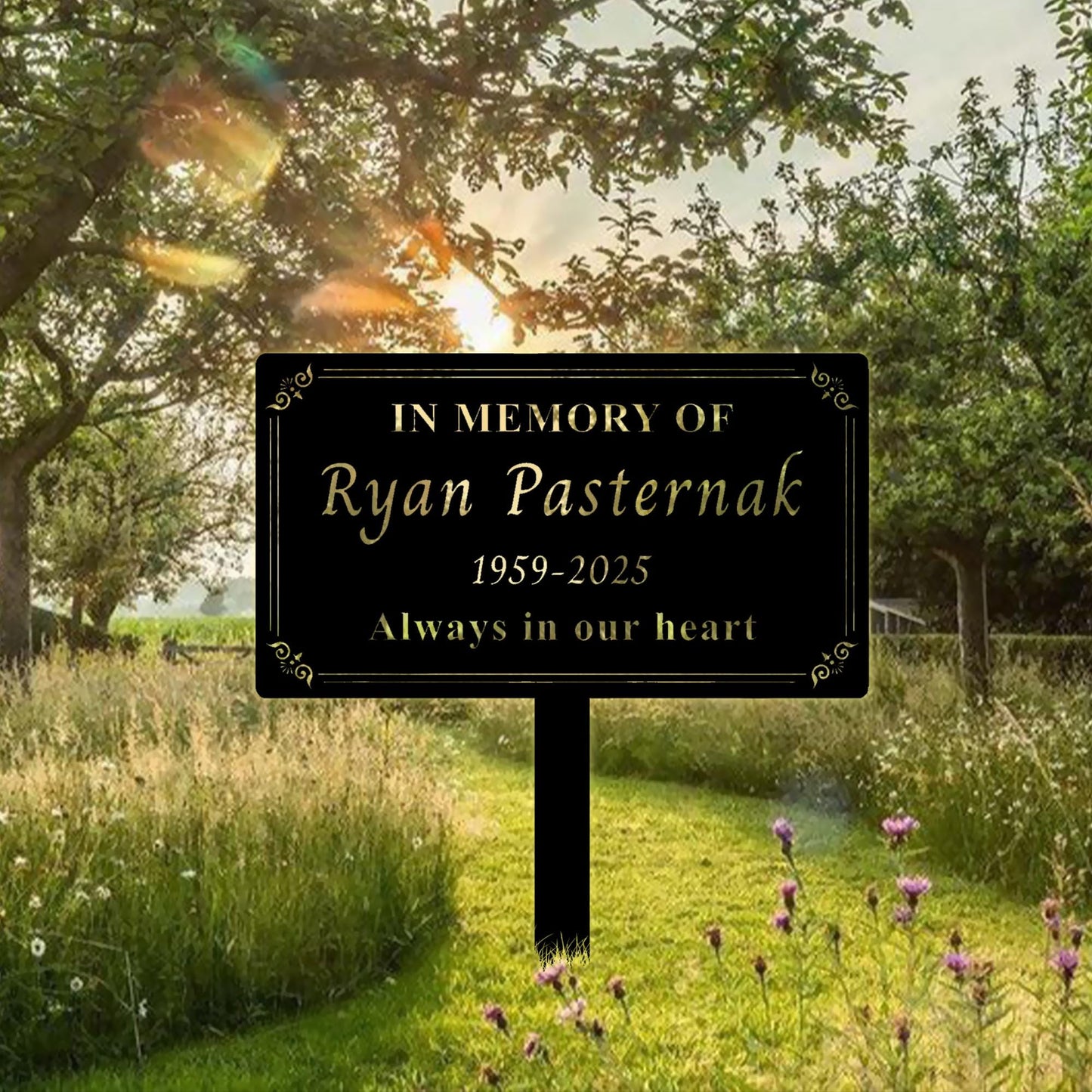Personalized Metal Memorial Plaque With Stake, Custom Remembrance Tree Plate, Name Grave Marker, Outdoor Memorial Sign, Honor a Loved One